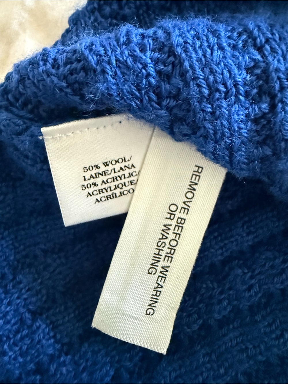 Ann Taylor Cobalt Blue Ribbed Wool Blend Crewneck Sweater Long Sleeve - Picture 7 of 7